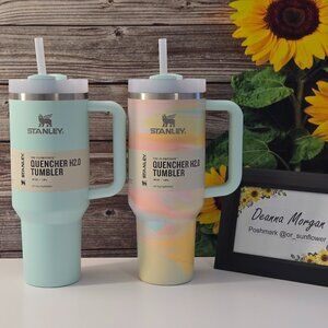 WARM SERENE & MINT BUNDLE - Stanley 40oz. Quencher H2.0 Flowstate Tumbler🩷💚🌻